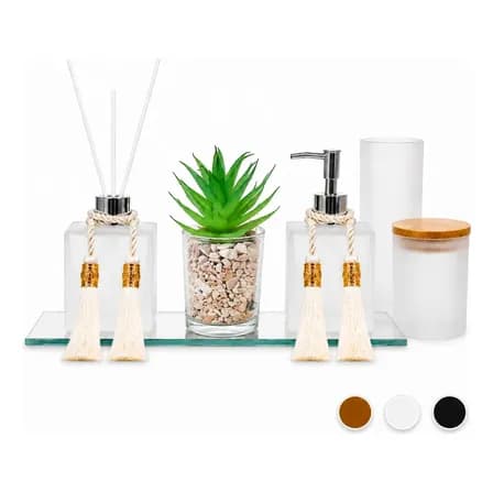 Kit Lavabo ​Sofisticado Vidro Luxo Banheiro Completo Premium