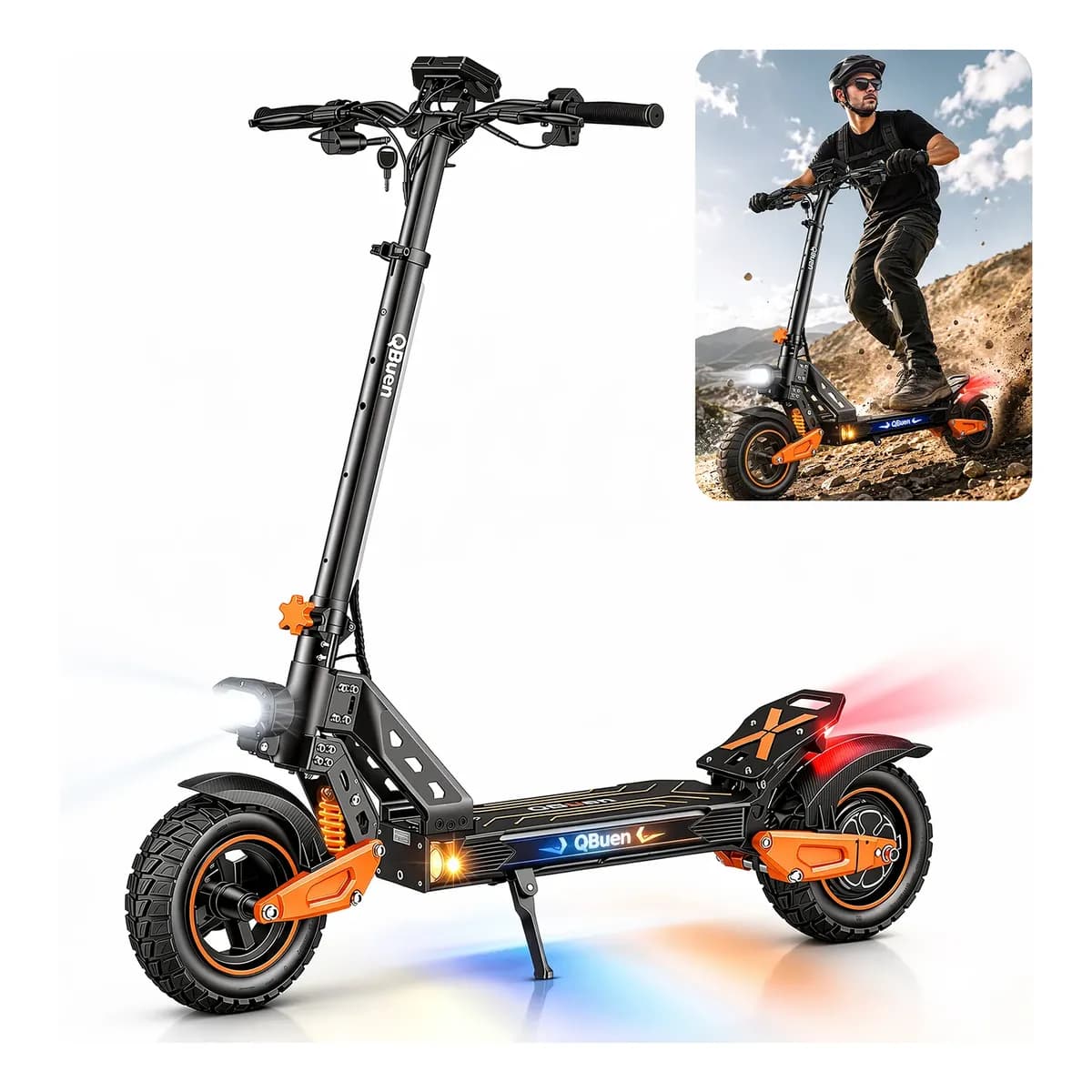 Qbuen S7 Patinete Elétrico Off-road-65km/h -1640w-35kmautono Preto