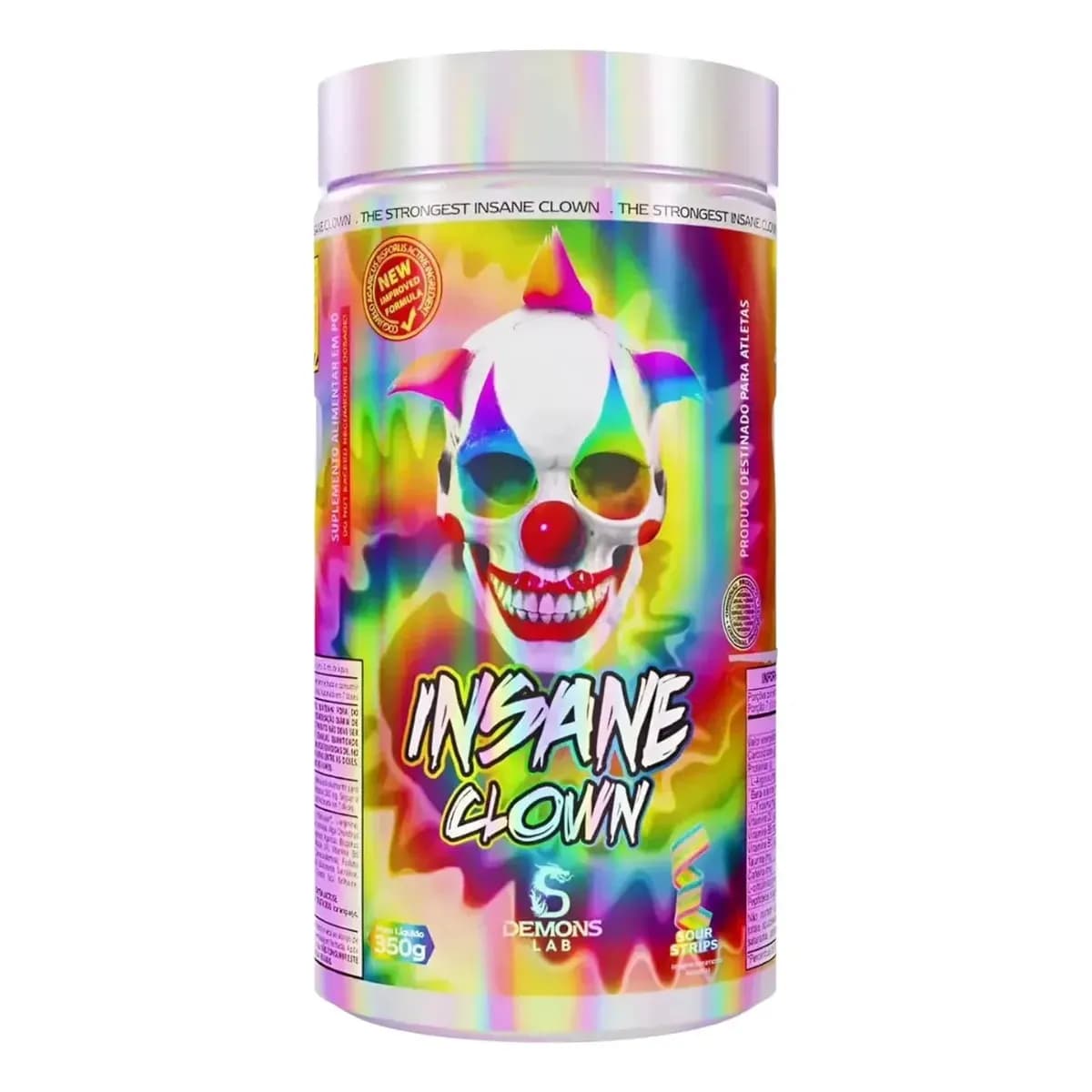 Suplemento em pó Demons Lab Beta alanina Pré Treino Insane Clown 350g Demons sabor Suor Strips x 350g