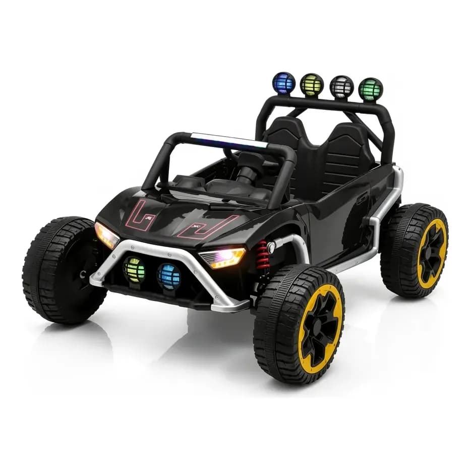 Mini Carro Elétrico Infantil 12v Buggy Preto Com Som E Luzes
