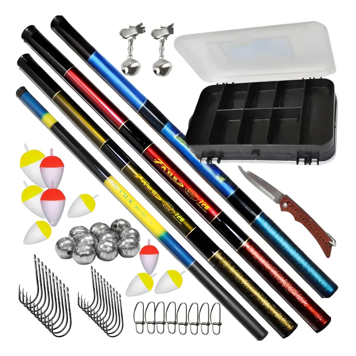 Kit Pesca 4 Varas Telescópica Caixa Pesca Anzol E Itens Full