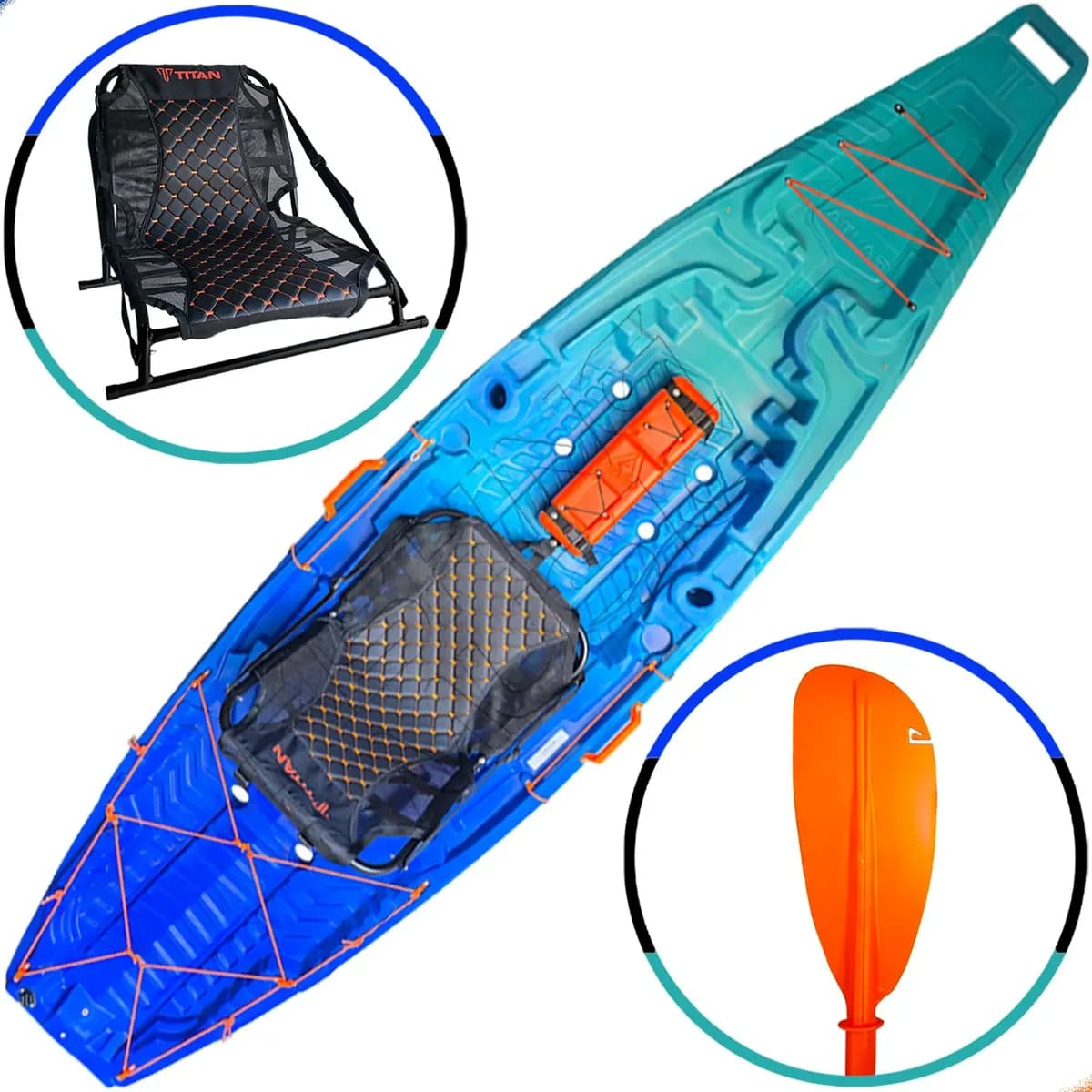 Caiaque De Pesca Atlas Titan + Cadeira Confort E Remo