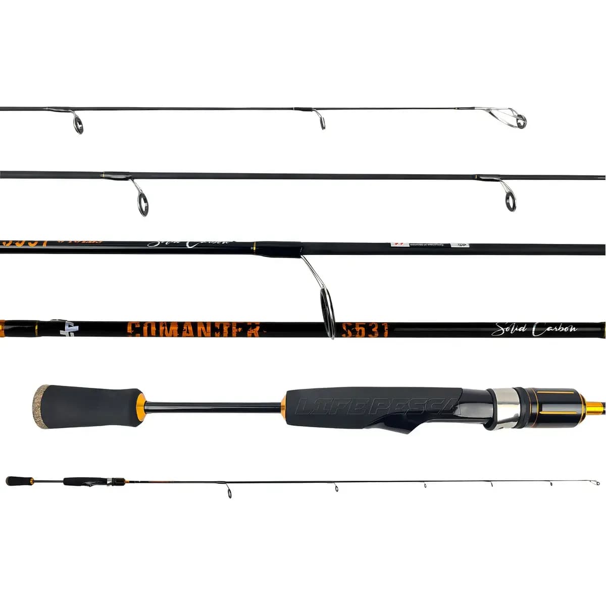 Vara De Pesca Para Molinete Albatroz Fishing Comander New Iii S531 Preta - 1.6m X 102g - Rápida Com Resistência De  6-10lbs Para Isca De 20g