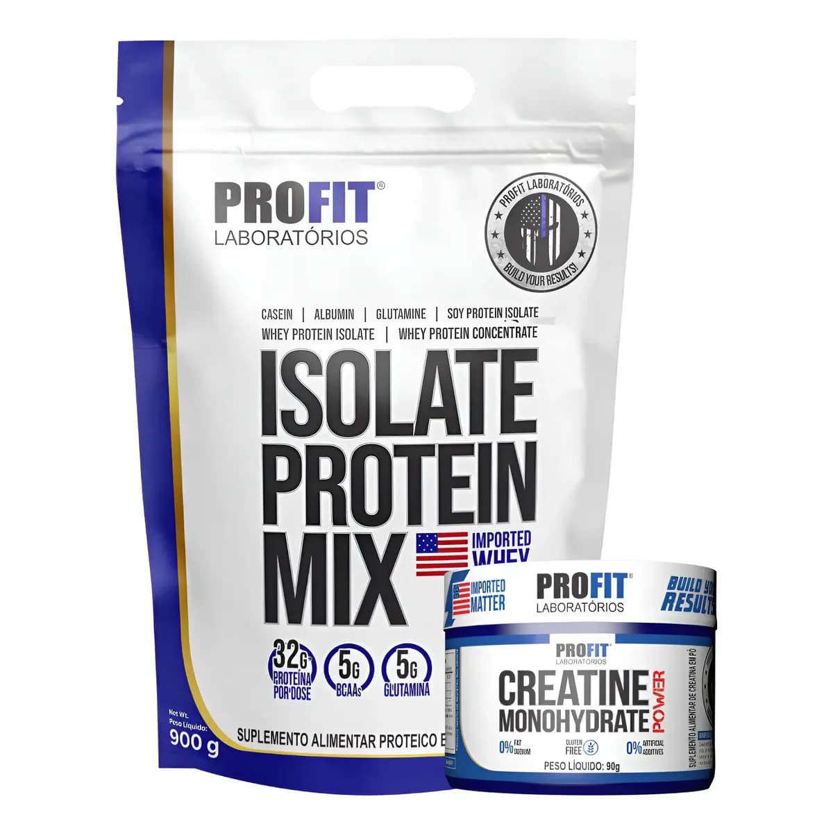 Kit Whey Protein Isolate Protein Mix + Creatina 90g Profit
