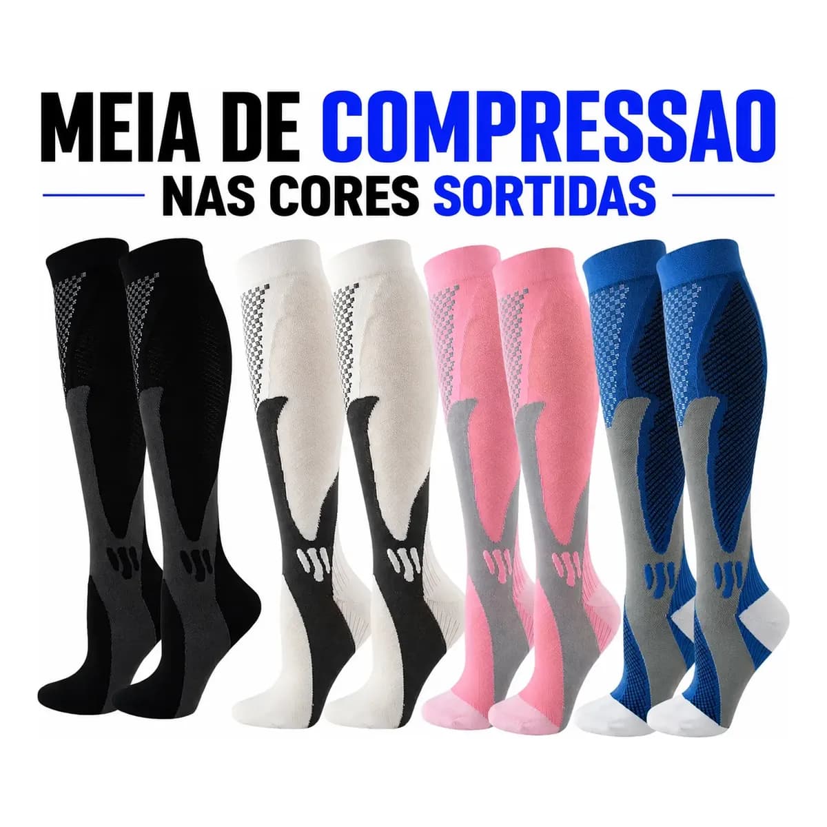 Kit 3 Pares Meia De Compressão