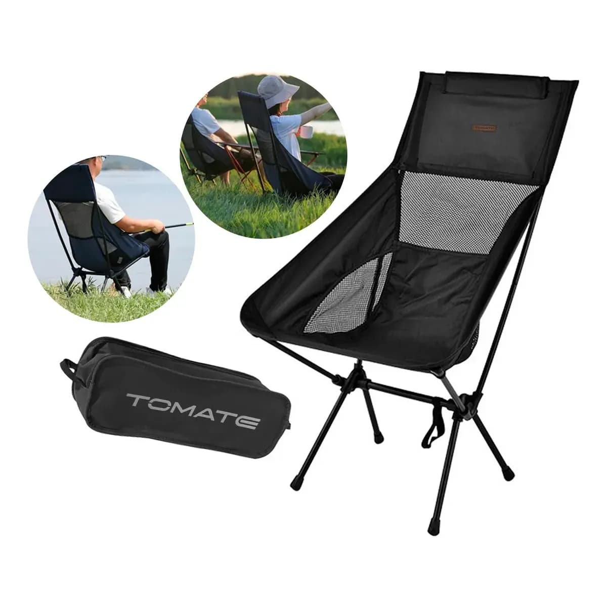 Cadeira Portátil Dobrável Pesca Camping Praia Encosto 140kg