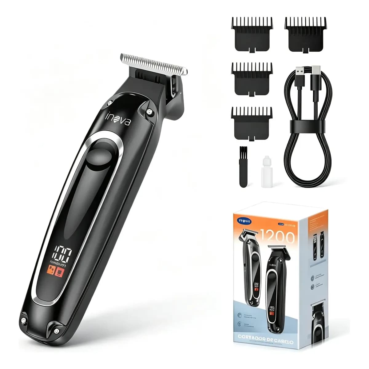Máquina De Cortar Cabelo Elétrica Inova Portátil Precisão Preto 5