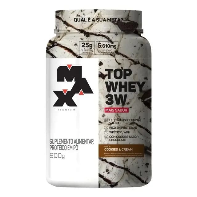 Top Whey 3w Mais Sabor Pote 900g - Max Titanium Sabor Cookies