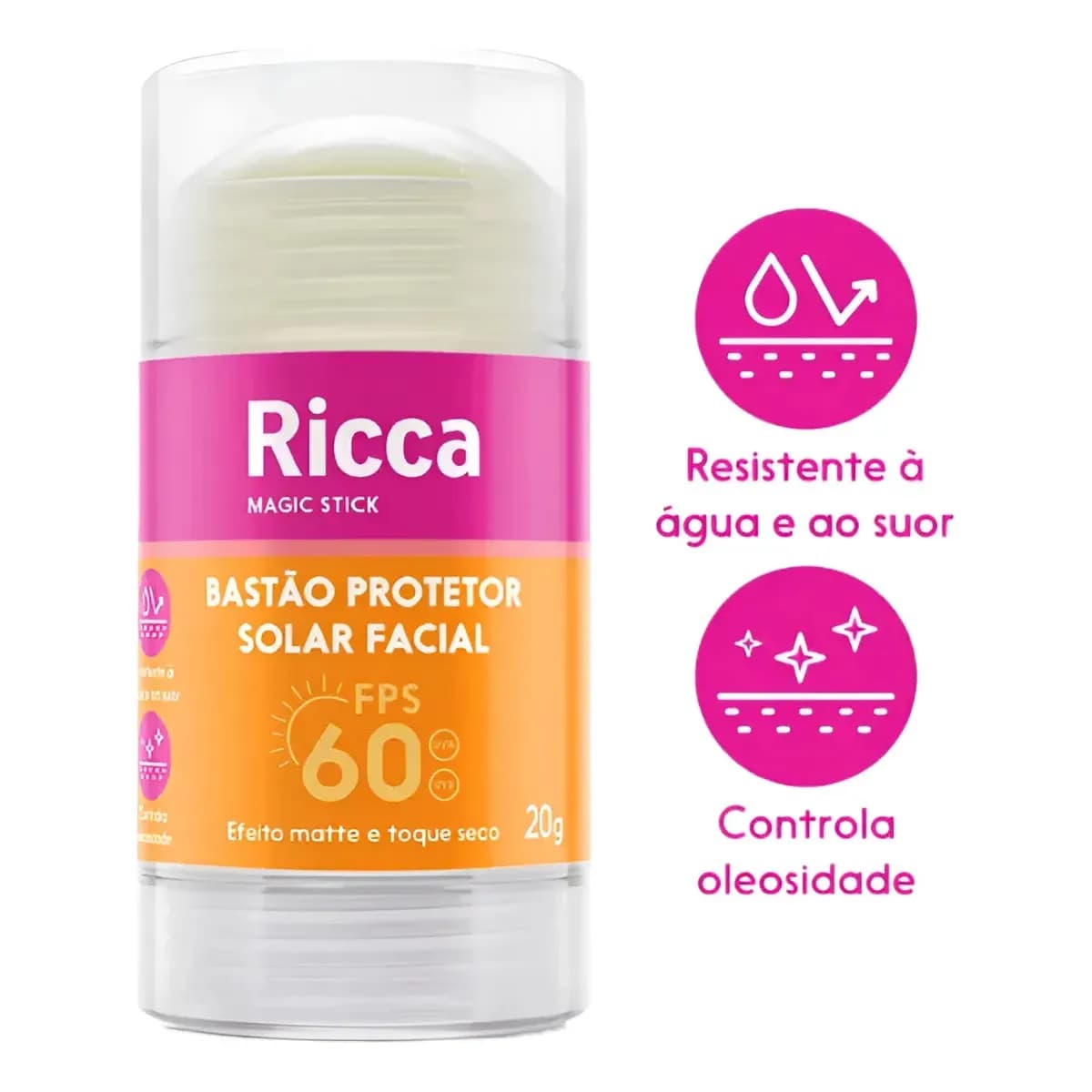Bastão Protetor Solar Facial Ricca Magic Stick FPS 60 20 g