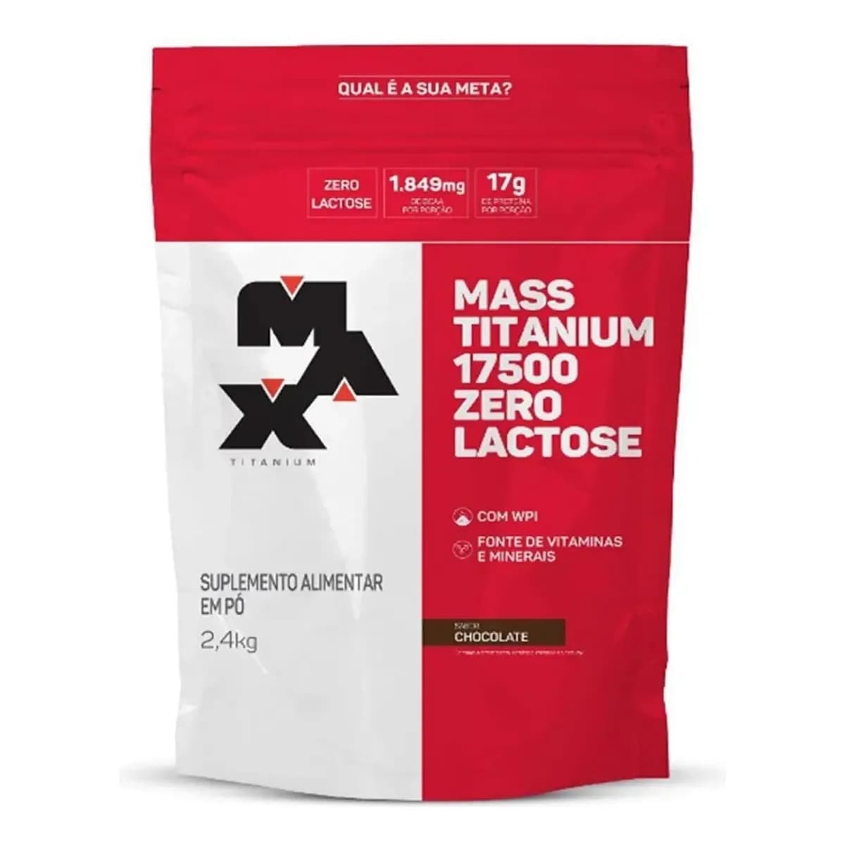 Hipercalórico Mass Titanium 17500 Zero Lactose 2,4kg Max Titanium Chocolate Ganho de Massa