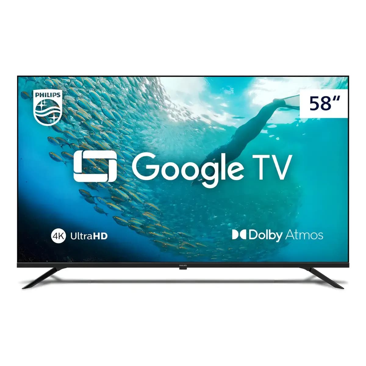 Smart TV 4K UHD LED 58" Philips PUG7019 Wi-Fi Google TV 3 HDMI