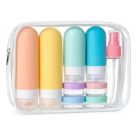 Kit Viagem Frascos Silicone 17 Peças Com Necessaire Top