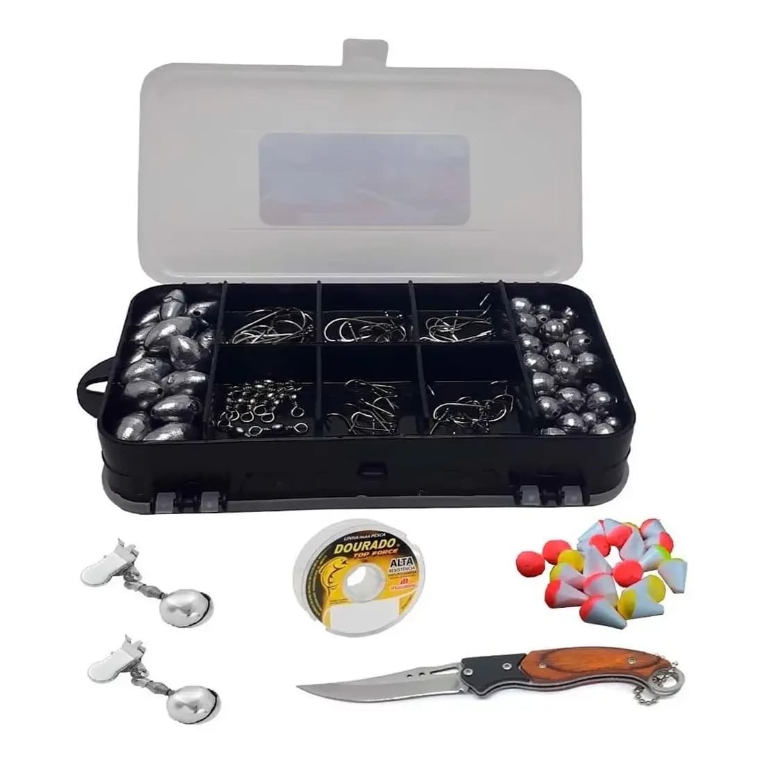 Kit Pesca Completo Marine Sports Summer Anzol Chumbo Boias Linha 100m