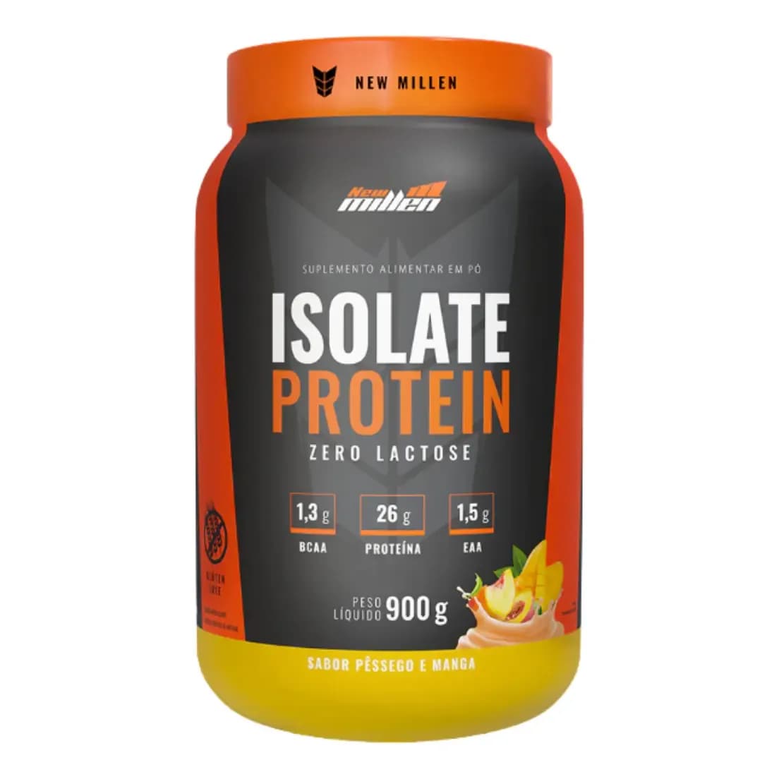 Whey Isolado New Millen Isolate Protein Pó 900g Sabor Pêssego e Manga