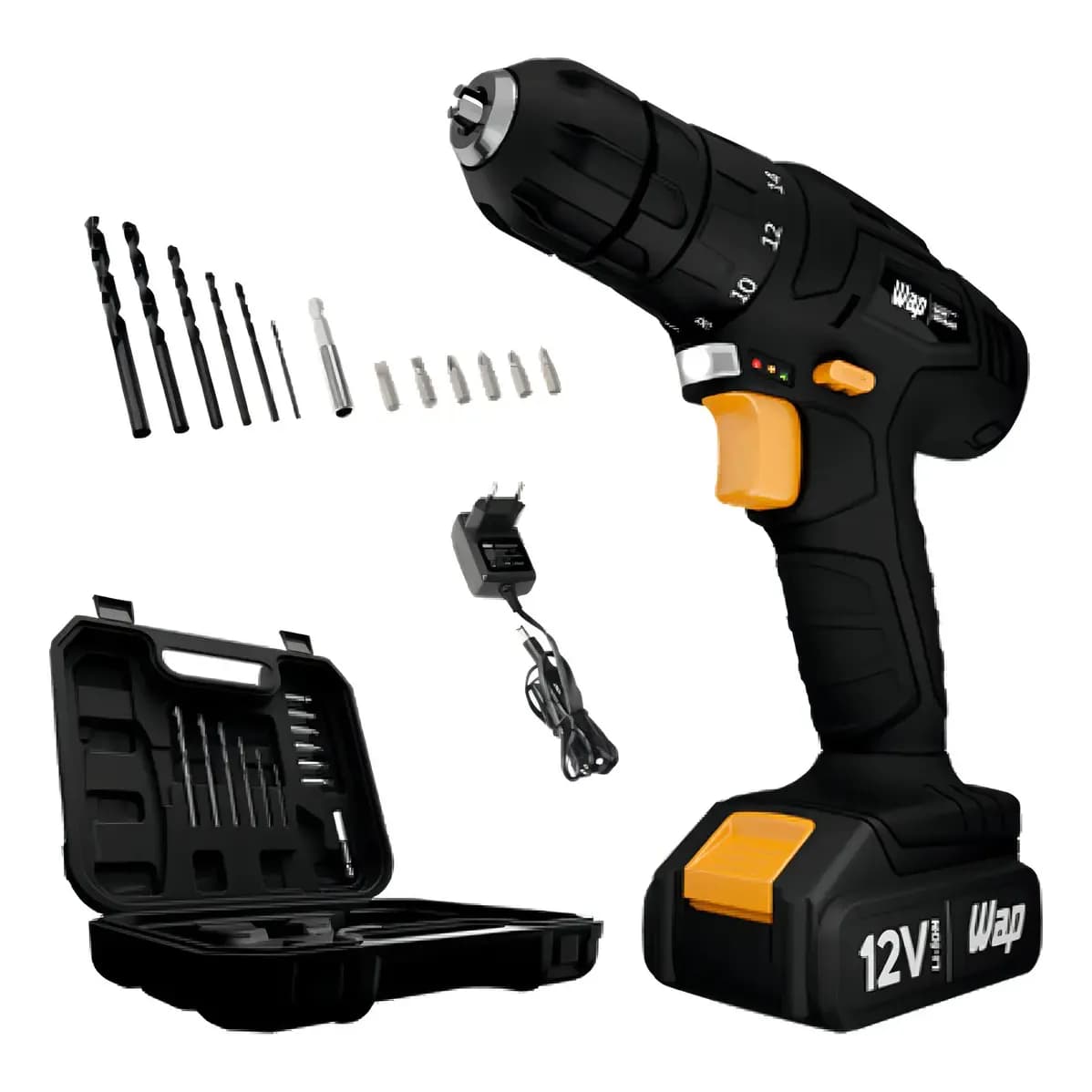 Furadeira Parafusadeira Bateria 12V Kit WAP BPF 12K3 BLACK