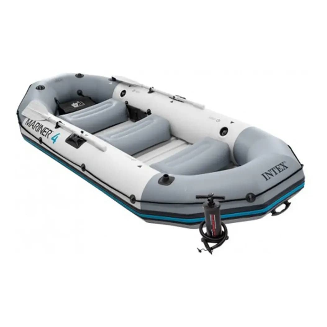 Bote Inflável Barco Pesca Mariner 4 C/ Par Remos Bomba Intex