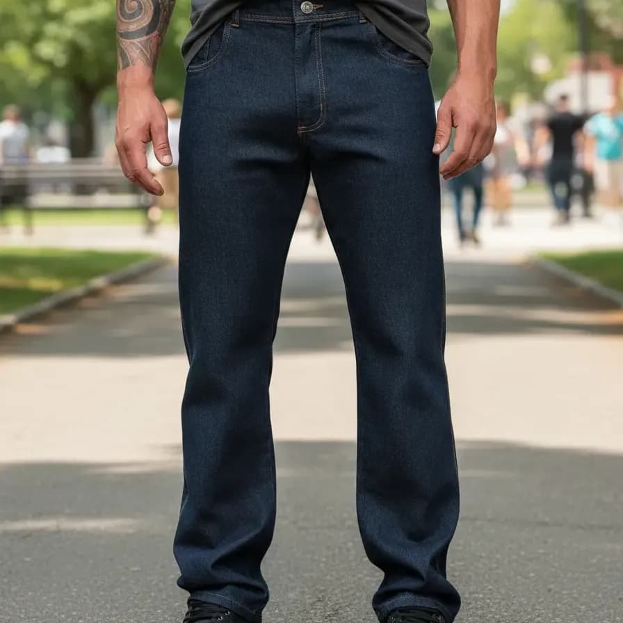 Calça Jeans Masculina Grossa Para Trabalho Boca Larga Balão