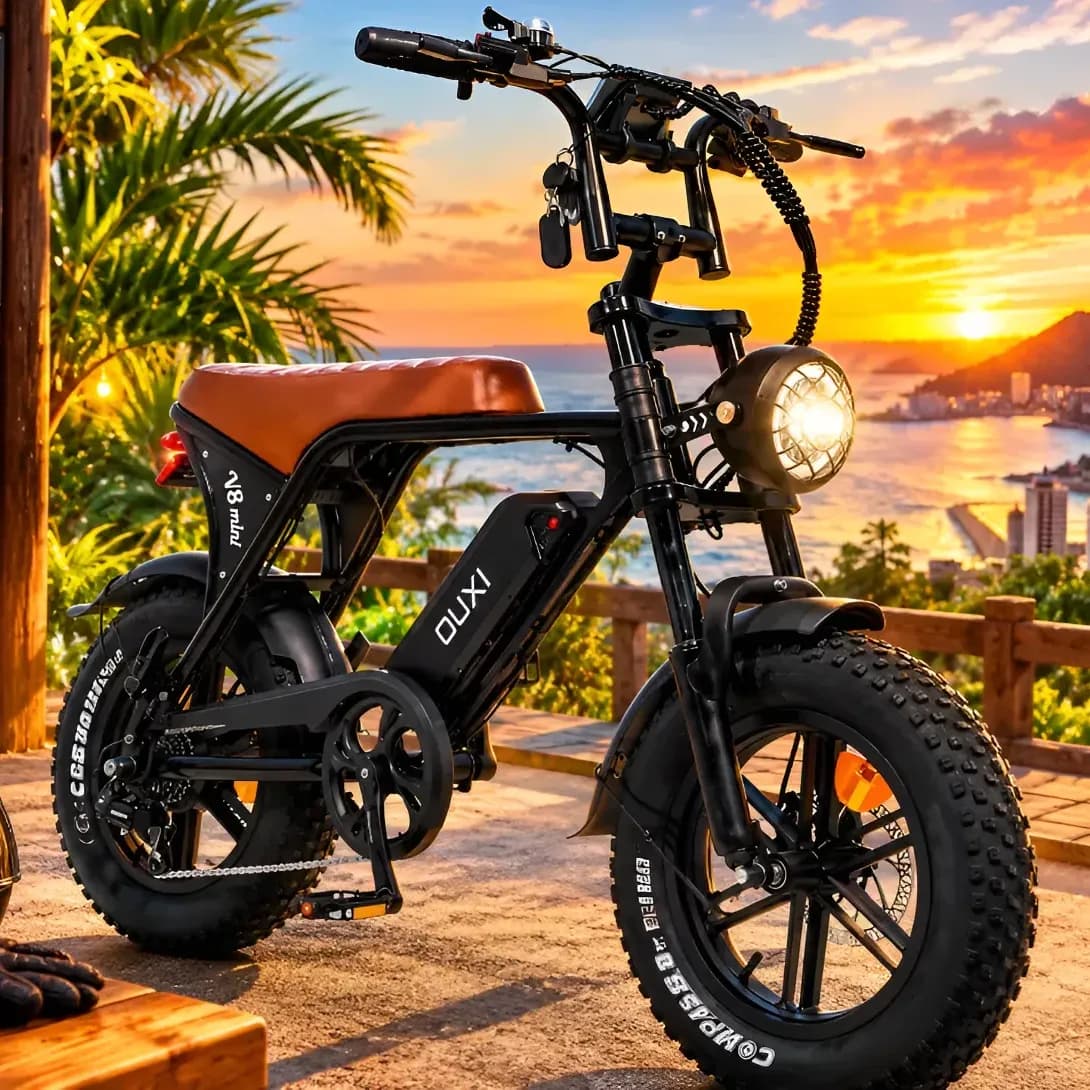 Bicicleta Elétrica 500w Aro 16 Freio Hidráulico 7v Mini V8 Preto E Marrom 20