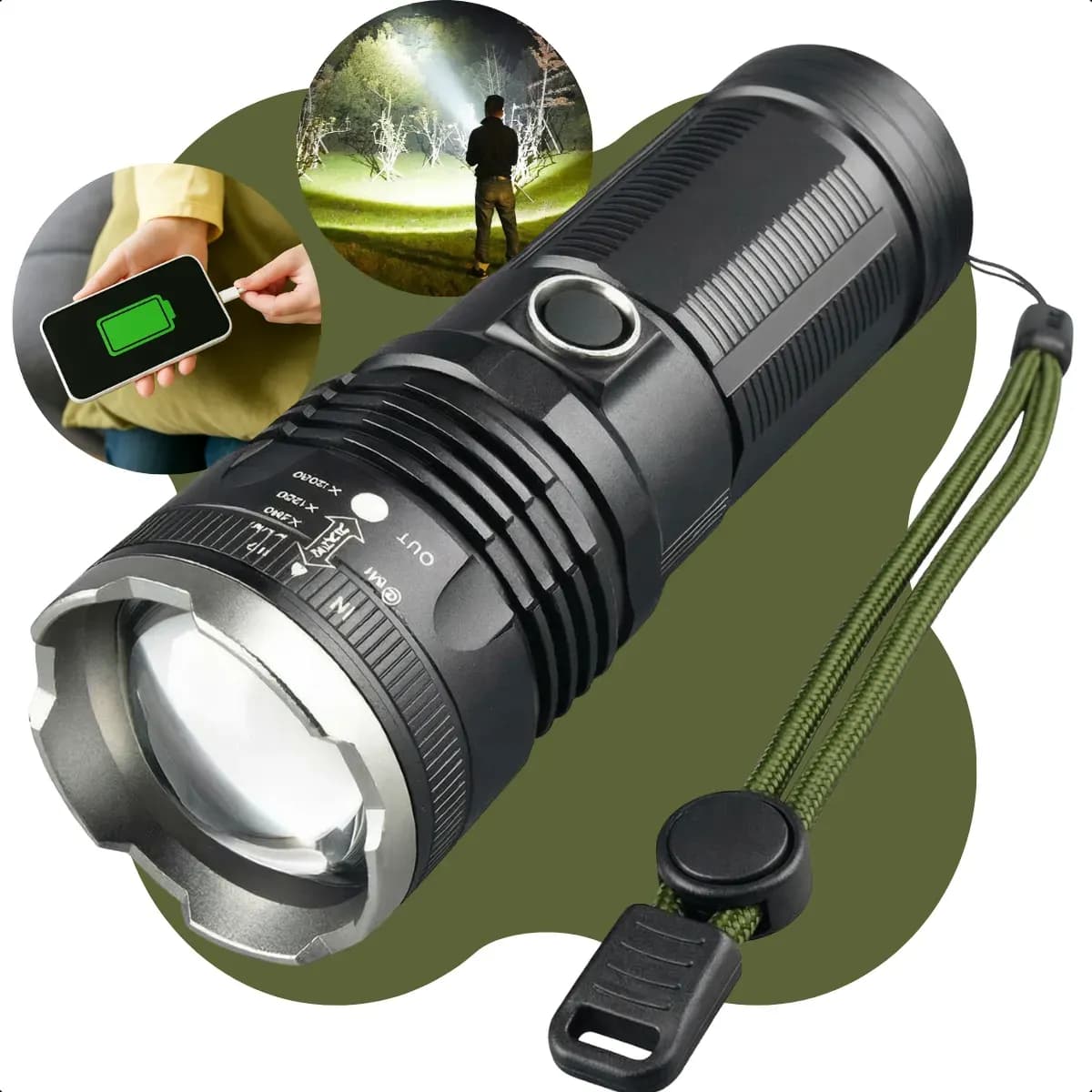 Lanterna Tática Sabre De Luz Mais Forte Do Mundo Led Militar Led Preto
