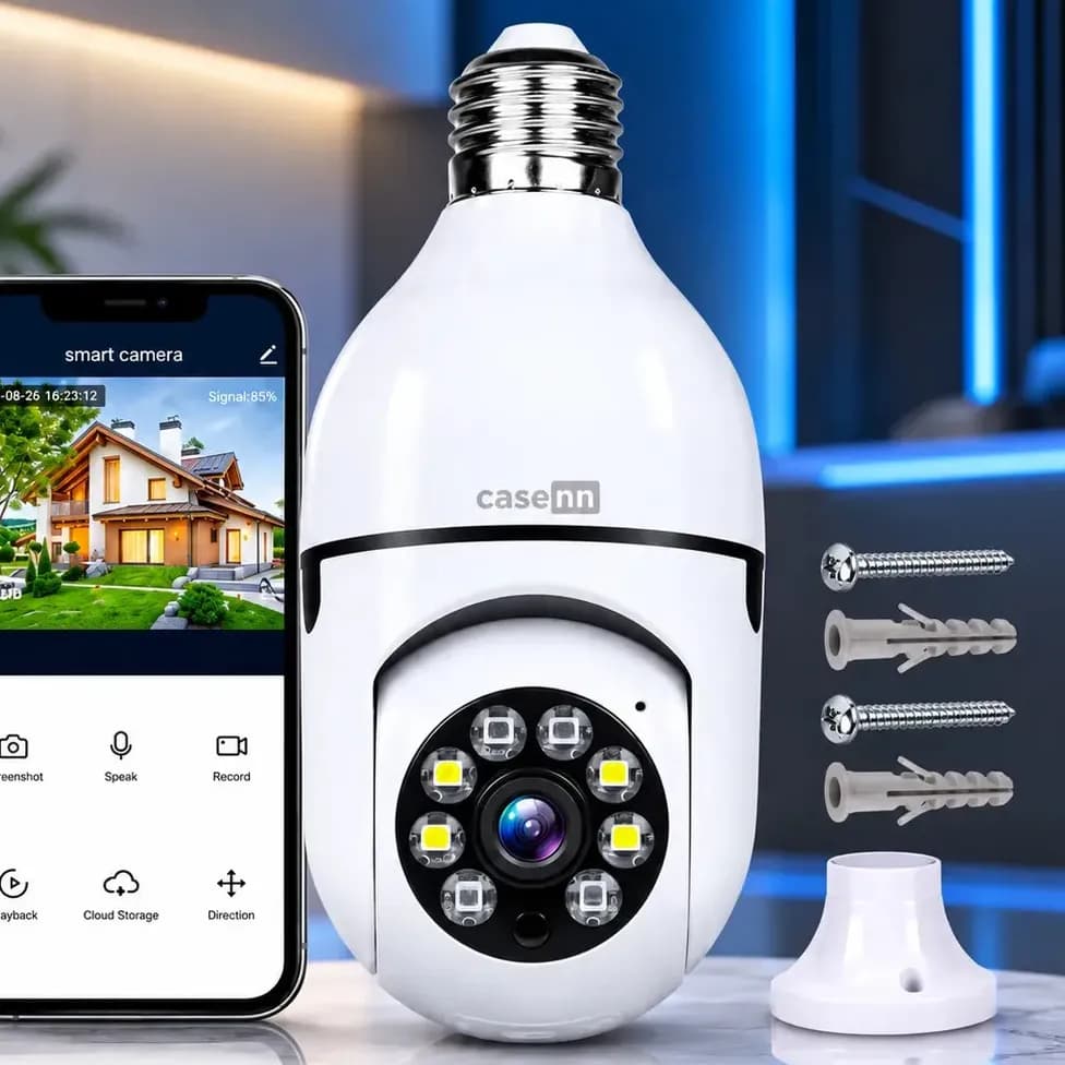 Câmera Lampada De segurança Casenn Ip Wifi Com Visão Noturna Interna Externa App Yoouse Espiã 360º Cor Branco Progrida. Promo