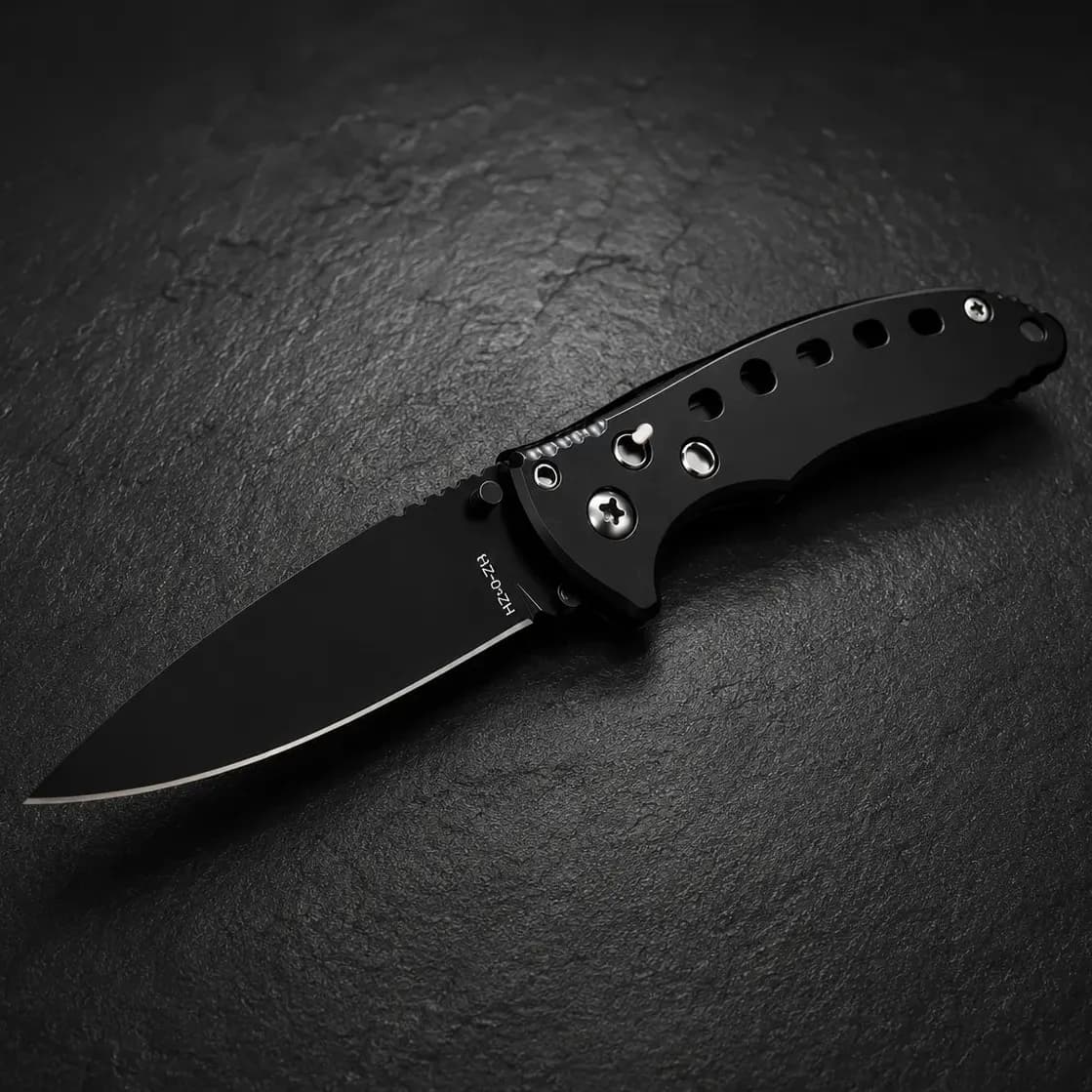 Canivete Militar Tático Defesa Bolso Aço Inox Caça Camping Preto