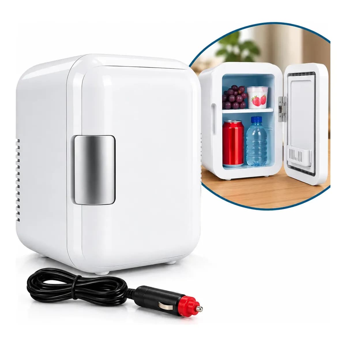 Mini Geladeira Portátil 4l Quente E Frio 12v Branca Branca