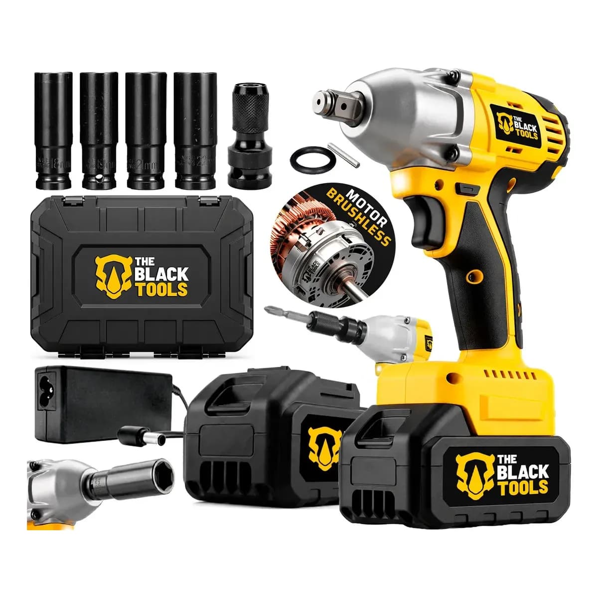 Chave de Impacto a Bateria The Black Tools 21V 1/2” – 2400 RPM + Acessórios