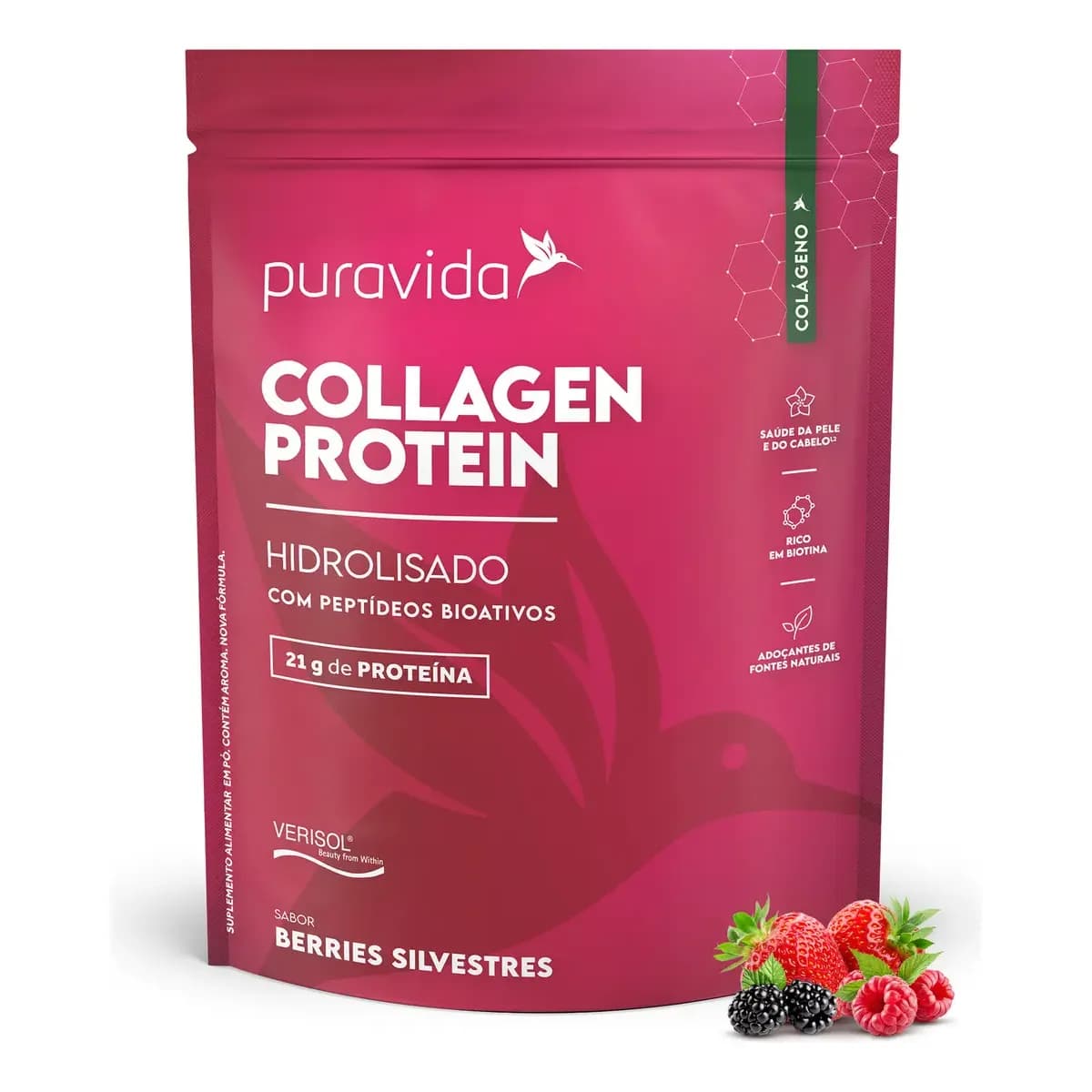 Colágeno Pura Vida Premium em pó sabor Frutas silvestres x 450g