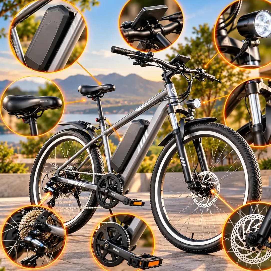 Bicicleta Elétrica Adulto Aro 26 Cinza Motor 750W