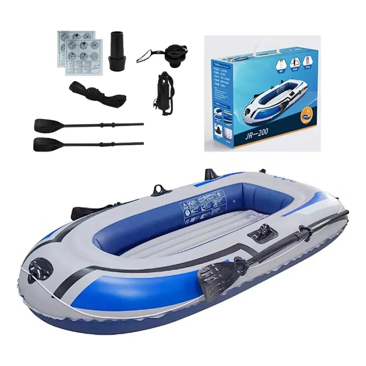 Bote Inflável Jr-200 Com Remos E Bomba Para Lazer
