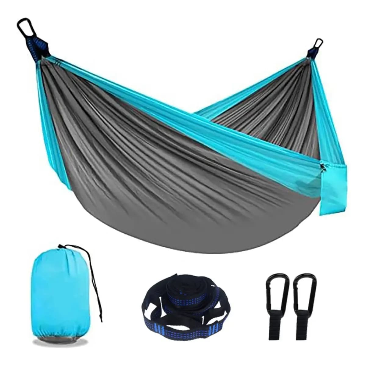 Rede De Dormir Casal,Rede De Dormir E Descanso,Tecido Algodão Resistente com Acessórios ,cor Azul -celeste Perfin