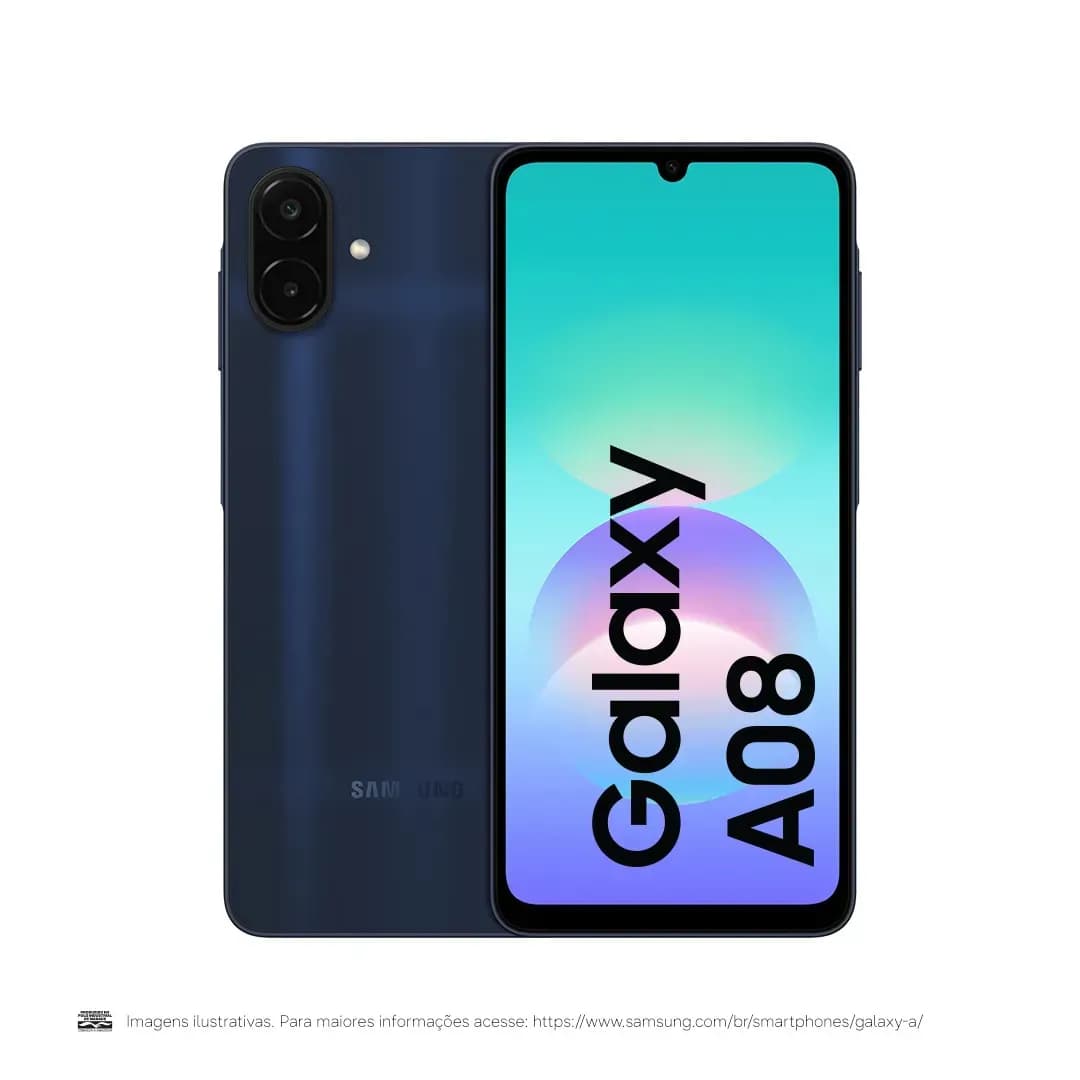 Celular Samsung Galaxy A08 128GB, 4GB RAM, 6.000mAh - Azul Escuro