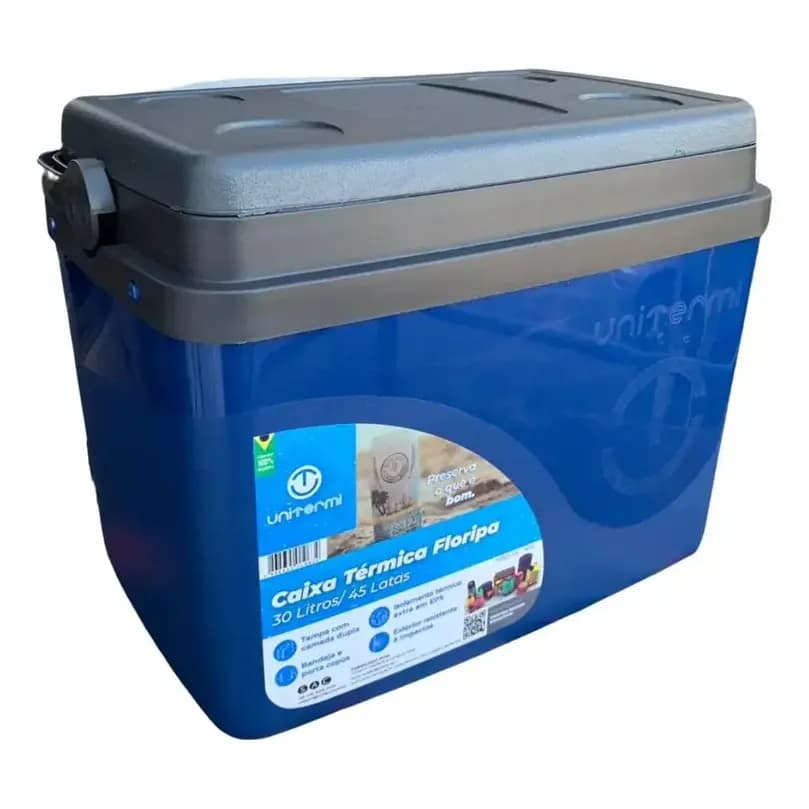 Caixa Térmica Cooler Floripa 30 Litros C/ Alça Unitermi Cor Azul