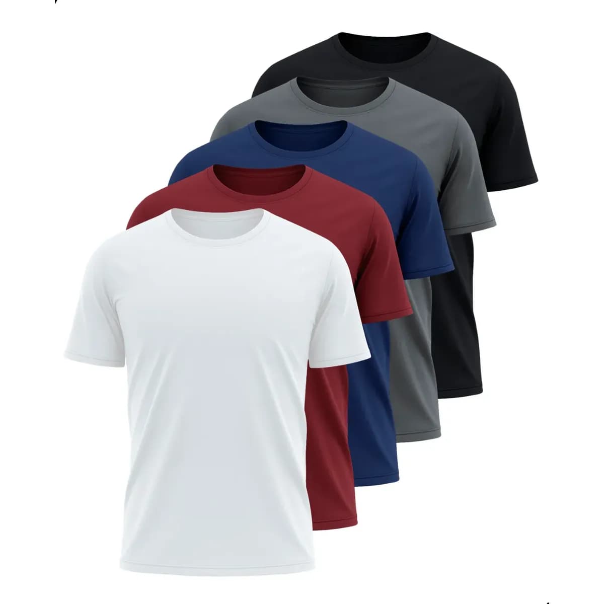 Kit 5 Camisetas Básicas Dry Fit
