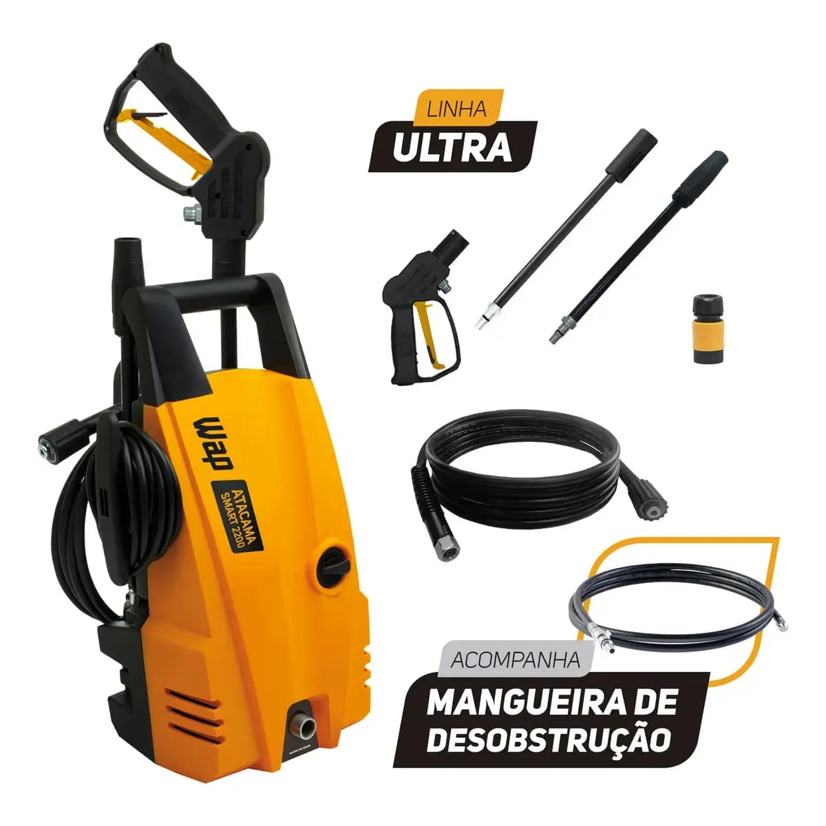 Lavadora e Desobstruidora de Alta Pressão WAP Atacama Smart Ultra Potência de 1400W e 1500PSI - CS Importações