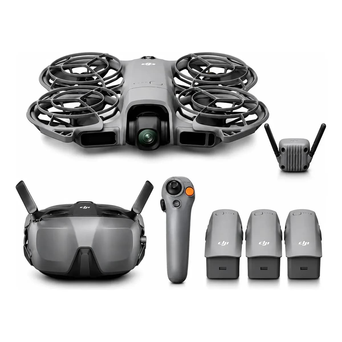 Drone Dji Neo 2 Fly More Combo 4k Óculos Goggles 3 Baterias Cinza