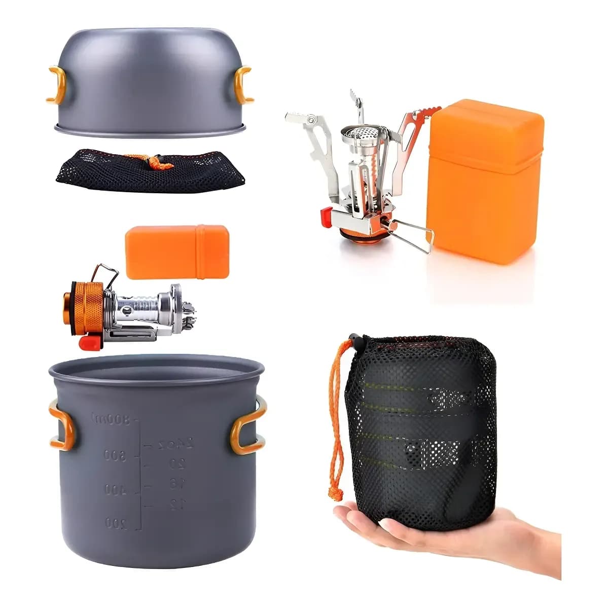 Mini Fogareiro Automático + Kit De Panelas 2 Pçs Ds-101