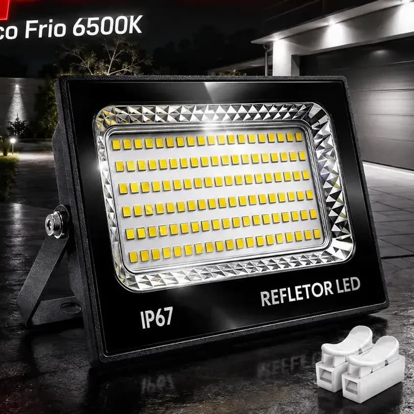 Kit 2 Refletores LED 400W UC68 Branco Frio 6500K Externa IP67