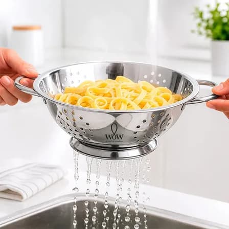 Escorredor De Macarrão Inox Lavador De Arroz Wow World Of Wonders