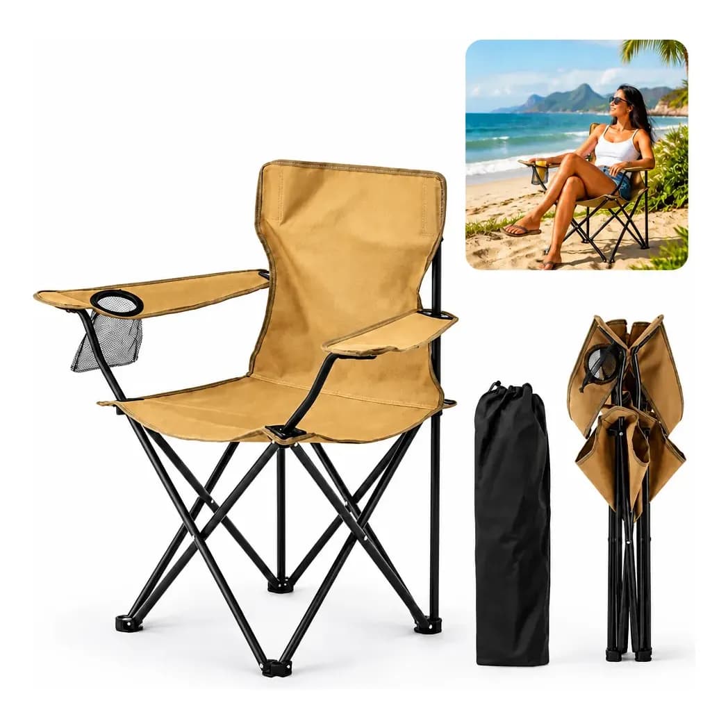 Cadeira De Acampamento Dobrável Resistente, Para Pesca Praia