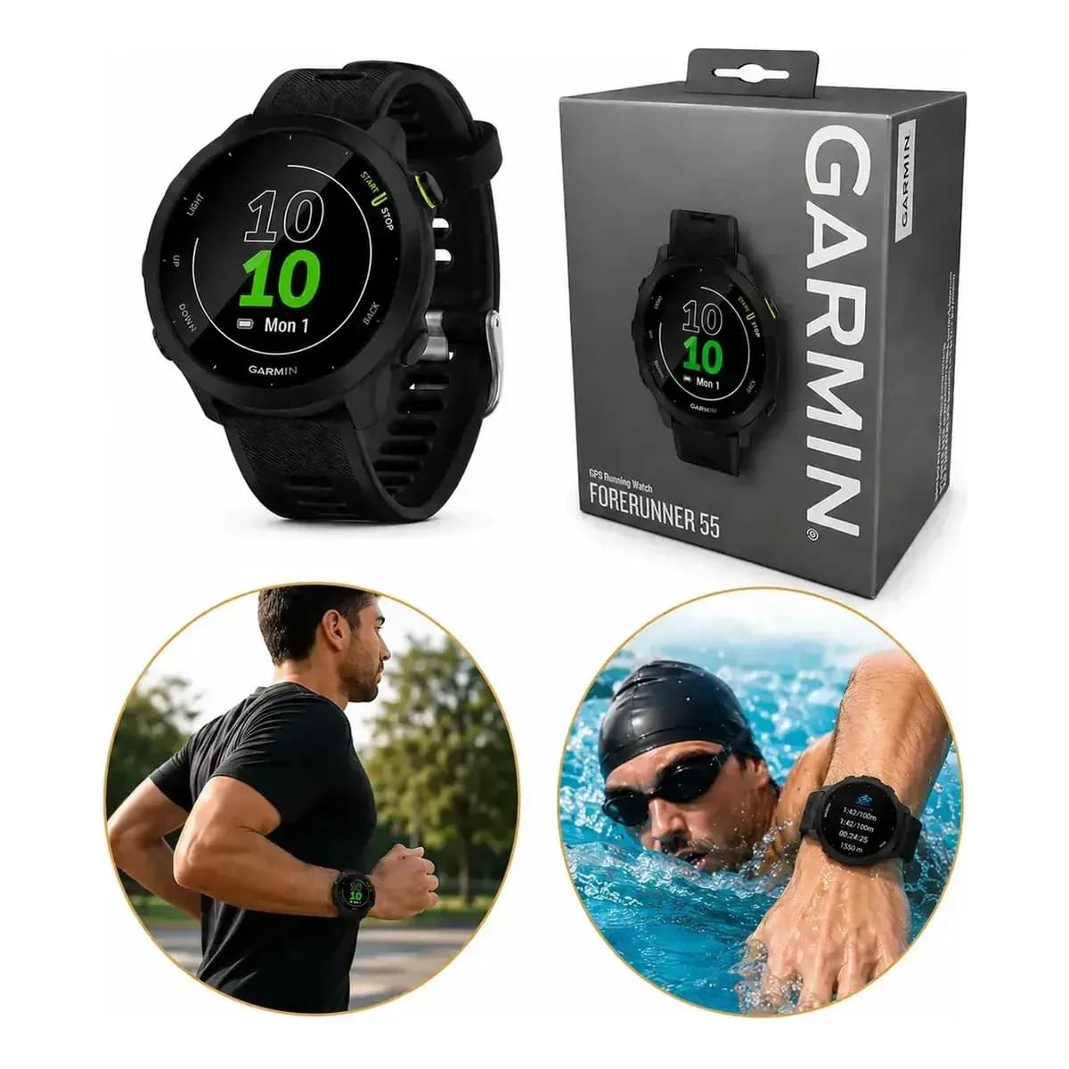 Garmin Forerunner 55 Monitor Cardíaco GPS 42mm Preto