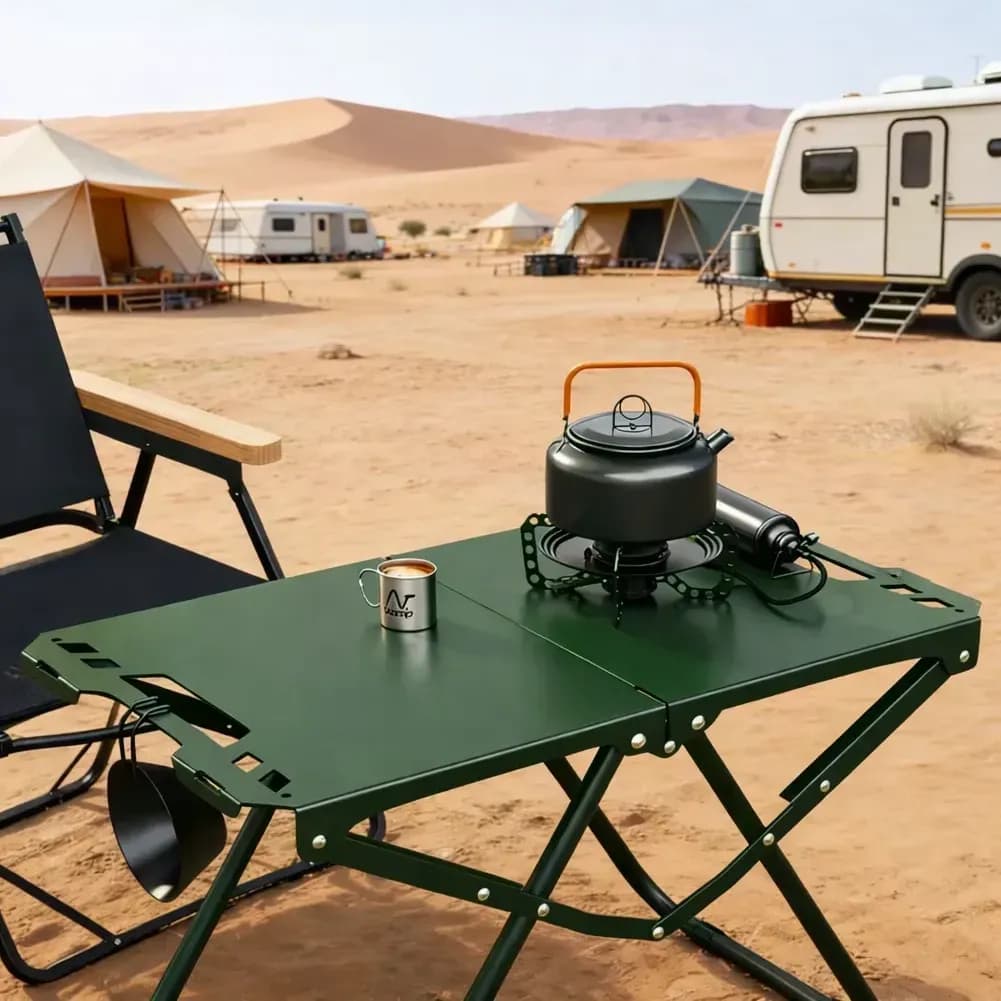 Mesa Dobrável USD Tática de Aço para Camping e Praia Verde