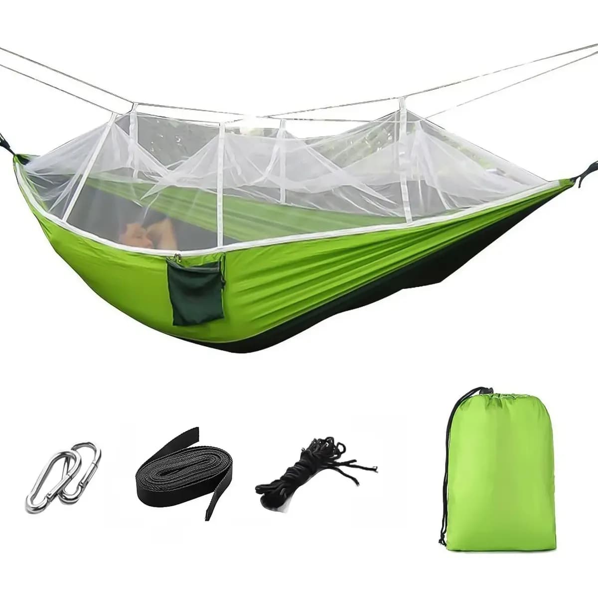 Rede Para Camping Nylon Tipo Paraquedas, 300kg, Leve E Compa