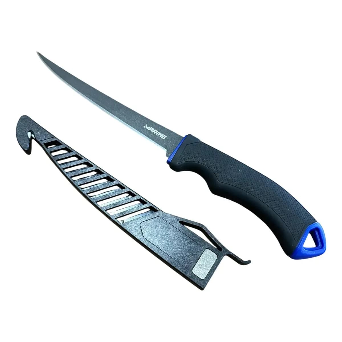 Faca Fileteira de Peixe Marine Sports 28cm Inox Preto C/ Bainha