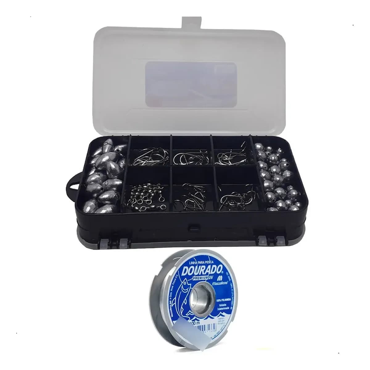 Kit Pesca Raiz Linha Anzol Chumbada