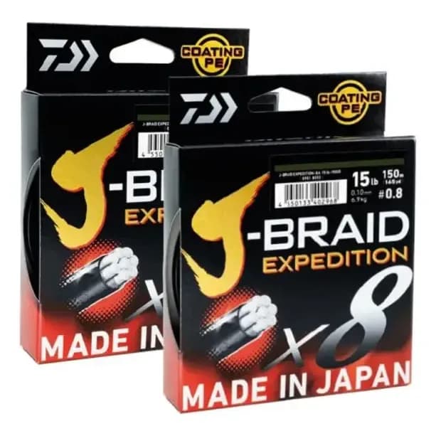 Multifilamento J-braid Daiwa Expedição 8 Hebras 300mt Japon Cor Verde 0.16mm-15lb