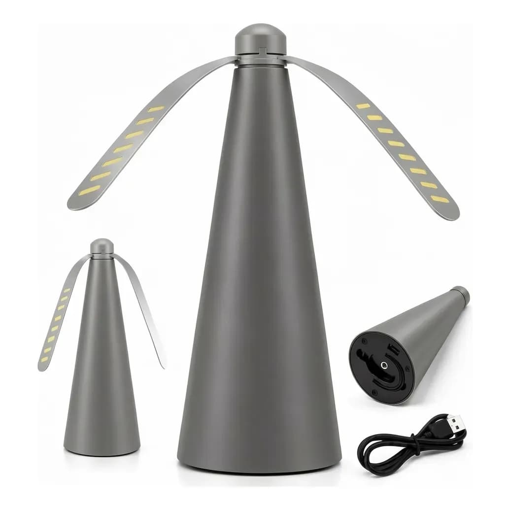 Ventilador Repelente Usb Anti Moscas Insetos Mesa Portátil 9 Cm Sem Frequência Preto 3v Cinza Plástico 2