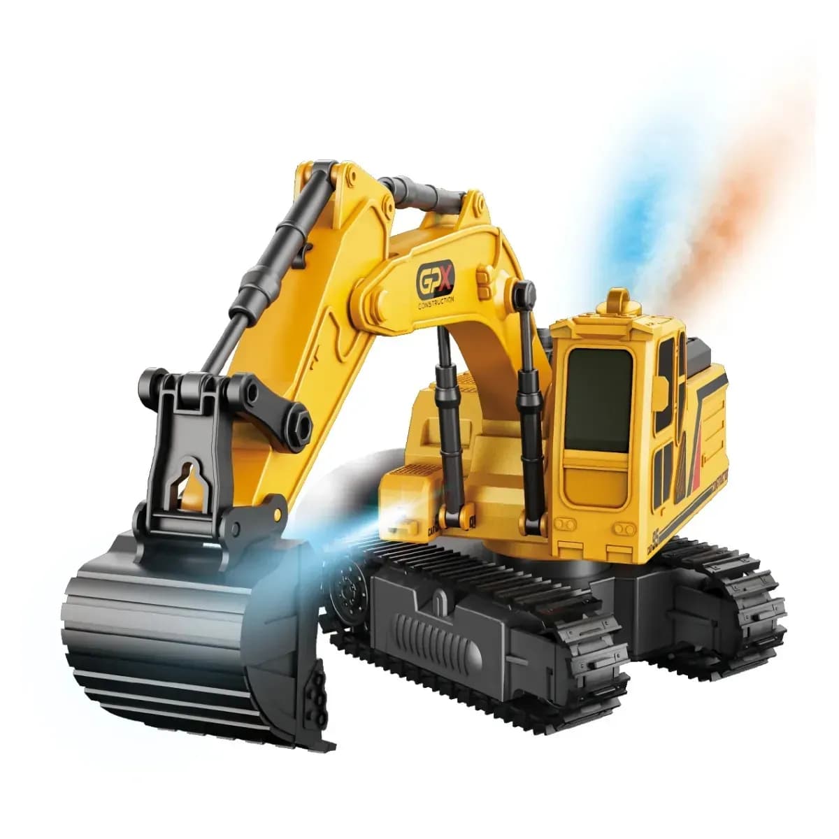 Escavadeira Trator Controle Remoto Recarregável Solta Fumaça Led Car Maxi Toys