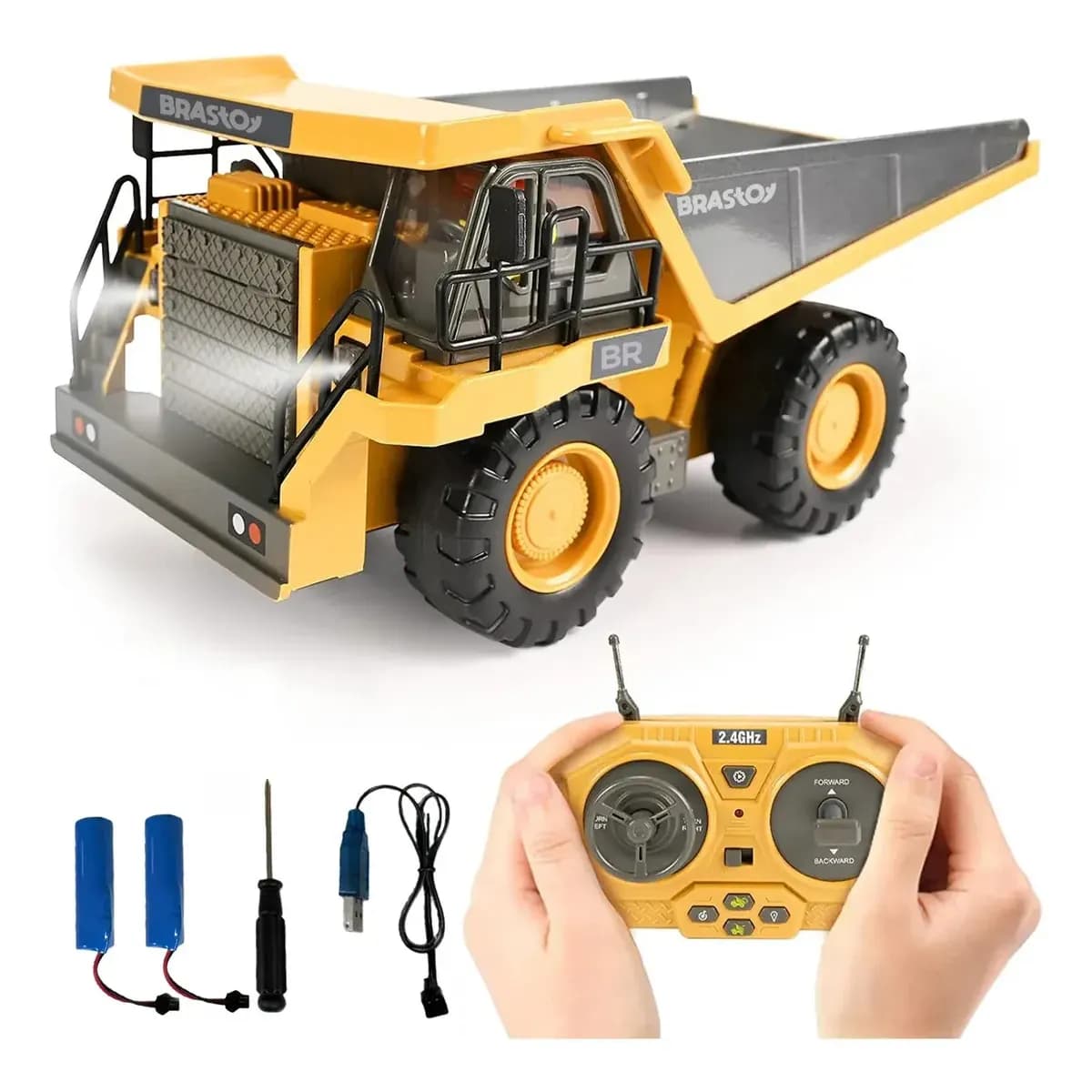 Brastoy Escavadeira De Controle Remoto Escala 1:20 Amarelo Brinquedo-d12