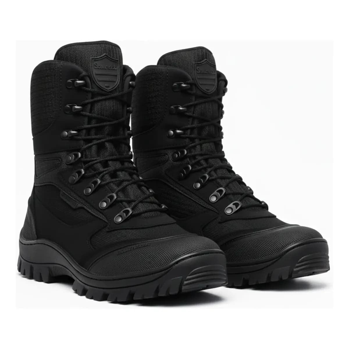 Coturno Masculino Cano Alto Militar Guardian Blaqueado